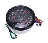 SALALIS Indicatore Multifunzione 4 in 1 Compatto Completo 0-150PSI Pressione Olio Livello Carburante Voltmetro Temperatura Acqua per Camion Barca (Quadrante nero lunetta nera)