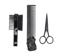 SALALIS Kit per Toelettatura Uomo Elegante Spazzola per Capelli in Lega di Zinco Pettine per Barba e Acconciature, Design Portatile e Semplice, per Uomini Sicuri - Nero
