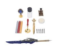 SALALIS Set di Penne a Kit di Calligrafia retrò Ed Elegante per Scrivere Lettere e Regali, Include Penna D'oca, Sigillo di Cera e Bottiglia Vuota di Inchiostro (Blu navy)