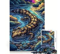 Salamandra in un ruscello, puzzle da 1000 pezzi in stile vetrata per ragazzi, ideale per migliorare la memoria, per un divertimento rilassante, con bordi precisi e un regalo elegante (38x52cm)