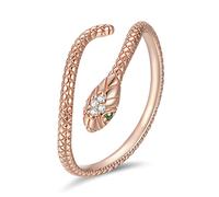 SALAN Anello Vintage in Argento con Serpente in Oro Giallo E Oro Rosa Anelli A Barretta Regolabili Anello Aperto retrò Indiano per La Moda Femminile