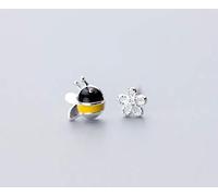 SALAN Argento Sterling 925 Bella Asimmetria Ape & Flower Bown Orecchini per Le Donne Gioielli di Moda