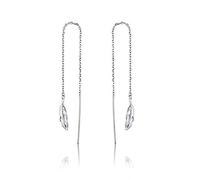 SALAN Argento Sterling 925 Orecchini A Catena Lunga Catena per Le Donne Piume Pendenti Orecchini di Lusso Pendientes Accessori
