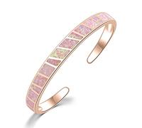 SALAN Braccialetti Aperti in Pietra Opale di Fuoco Rosa Braccialetti Minimalisti Regolabili in Oro Rosa Gioielli Migliori Regali per Ragazza Donna