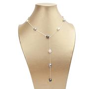 SALAN Collana A Catena Lunga in Argento Sterling 925 8-9mm Gioielli con Perle d'Acqua Freah Barocche Naturali per Regalo da Donna da Donna 60 Cm
