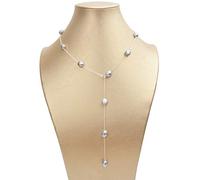 SALAN Collana A Catena Lunga in Argento Sterling 925 8-9mm Gioielli con Perle d'Acqua Freah Barocche Naturali per Regalo da Donna da Donna 60 Cm