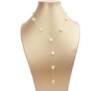 SALAN Collana A Catena Lunga in Argento Sterling 925 8-9mm Gioielli con Perle d'Acqua Freah Barocche Naturali per Regalo da Donna da Donna 60 Cm