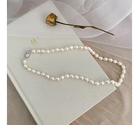 SALAN Collana da Donna con Perle Naturali d'Acqua Dolce da 7-8 Mm Genuino Regalo di Gioielli con Perle Bianche A Forma di Riso con Fibbia in Argento Sterling 925