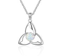 SALAN Collana da Donna in Argento Sterling 925 con Opale Collana Vintage con Nodo Celtico Triquetra Trinity Collane con Ciondoli Collana Irlandese