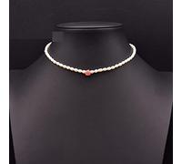 SALAN Corallo Rosa Goffrato Set Naturale Perla d'Acqua Dolce Clavicola Catena Regolabile Donne Giorno Festa Moda Gioielli retrò