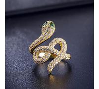 SALAN Delicato Design Aperto Anelli per Le Donne 14k Oro Reale Colore Serpente Forma AAA Zirconia Anello Regolabile Gioielli Ciondolo