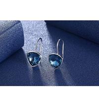 SALAN Eleganti Orecchini Pendenti da Donna in Argento Sterling 925 Blu con Nano Cristallo per Regali Quotidiani per Feste di Anniversario di Matrimonio Gioielleria Raffinata
