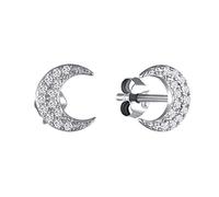 SALAN Orecchini A Bottone Graziosi Adorabili della Piccola Luna per Le Donne 925 Orecchini in Argento Sterling con Mini Cz Zircon Moon Orecchini Ragazze