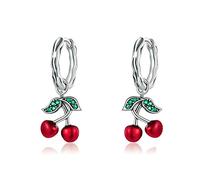 SALAN Orecchini A Bottone in Argento Sterling 925 con Ciliegie Dolci per Gioielli da Donna