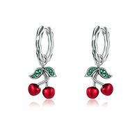 SALAN Orecchini A Bottone in Argento Sterling 925 con Ciliegie Dolci per Gioielli da Donna