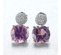 SALAN Orecchini A Bottone in Argento Sterling 925 con Topazio Viola Tondo per Regalo di Gioielleria Fine Doppio Colore da Donna