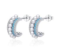 SALAN Orecchini A Bottone Turchesi Orecchini A Bottone Scintillanti Femminili in Vero Argento Sterling 925 per Gioielli di Marca da Donna