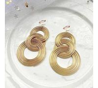 SALAN Orecchini A Clip Lunghi con 3 Cerchi Geometrici Grandi Color Oro Punk per Le Donne Gioielli di Moda Esagerati del Partito della Boemia