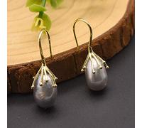 SALAN Orecchini di Perle Grigie Barocche d'Acqua Dolce Naturale per Le Donne Orecchini Pendenti in Argento Sterling 925 Gioielli di Lusso