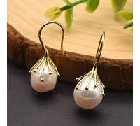 SALAN Orecchini di Perle Grigie Barocche d'Acqua Dolce Naturale per Le Donne Orecchini Pendenti in Argento Sterling 925 Gioielli di Lusso