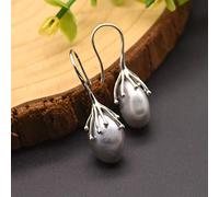 SALAN Orecchini di Perle Grigie Barocche d'Acqua Dolce Naturale per Le Donne Orecchini Pendenti in Argento Sterling 925 Gioielli di Lusso