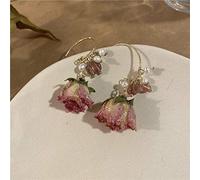 SALAN Orecchini di Perle Naturali di Design con Fiori Immortali in Orecchini di Perle d'Acqua Dolce con Fiori retrò Regalo per Le Donne