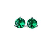 SALAN Orecchini Donna Carina 6/7 / 8mm con Pietra Verde Smeraldo Naturale Orecchini in Vero Argento Sterling 925 per Donna Orecchini con Vite Piccola