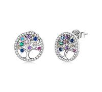SALAN Orecchini in Argento Sterling 925 con Albero della Vita Colorato Orecchini Arcobaleno per Donna Gioielli in Argento alla Moda