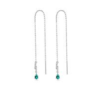 SALAN Orecchini in Argento Sterling 925 con Nappa Orecchio Lungo da Donna Pendenti con Zirconi Verdi novità