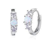 SALAN Orecchini Opale Orecchini A Cerchio in Vero Argento Sterling 925 per Le Donne Orecchini A Cerchio Rotondo Gioielli con Dichiarazione di Matrimonio