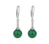 SALAN Orecchini Pendenti Classici in Argento 925 Gioielli per Donna Orecchini con Pietre Preziose Smeraldo Rotonde Ornamenti Regali di Nozze