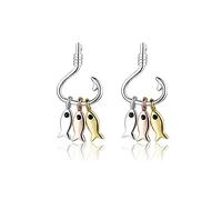 SALAN Orecchini Pendenti con Amo da Pesca in Argento Sterling 925 A 3 Colori per Gioielli da Donna dal Design Unico