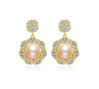 SALAN Orecchini Pendenti con Perle Naturali per Donna Gioielli di Tendenza A Forma di Fiore in Argento Sterling 925 al 100%
