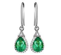SALAN Orecchini Pendenti con Tormalina Verde Orecchini con Gemme di Smeraldo in Argento Sterling 925 per Regali di Gioielli da Donna