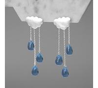 SALAN Orecchini Pendenti in Nappa di Cristallo Lunghi con Design A Nuvola in Argento Sterling 925 per Regali di Gioielli Moda Donna