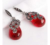 SALAN Orecchini Vintage in Argento 925 A Forma di Goccia d'Acqua Smeraldo Rubino Pietre Preziose Ornamenti di Gioielli Orecchini da Donna Matrimonio