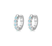 SALAN Orecchino d'Argento Turchese Piccolo Vero Argento Sterling 925 Rotondo Chiaro Orecchini A Cerchio Cz per Le Donne Ragazza Festa Gioielleria Raffinata