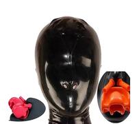 SALANSEX Maschera sexy a faccia piena lattice sesso bdsm con zip, bavaglio in silicone in lattice per maschera per tubi nasali per festa, cosplay, vacanza(L)