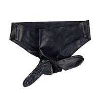 SALANSEX Slip in lattice da uomo in gomma, sexy, mutandine nere con due guaine (preservativo), aderenti, per body da discoteca, biancheria intima, Nero, S