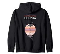 Salar de Uyuni Bolivia Flamingo Tramonto Felpa con Cappuccio