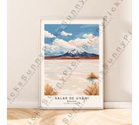 Salar De Uyuni Bolivia Muro Stampa da Viaggio Poster Illustrazione Décor