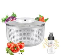 Salatschleuder 6L Großes Salatschüssel, Salatschleuder 2 in 1 Multifunzione Salatschleuder Elettrico Salad Spinner Mixer con Deckel für Obst Gemüse, Schnell Entwässern, USB Aufladbar