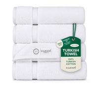 SALBAKOS Fogli da bagno ecologici e biologici in cotone turco per hotel e spa (Set di 2) Tovagliolo di bagno (confezione da 4) Bianco