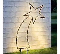 SALCAR 1 m LED da giardino a forma di stella, luce natalizia con 400 grappoli, impermeabile, illuminazione natalizia con picchetti, decorazione natalizia da giardino, stella esterna, bianco caldo