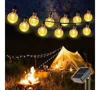 SALCAR 10m Luci Stringa Solare da Esterno, Catena Luminosa Solare 40 LED con Palline Trasparente, Impermeabile illuminazione Fata per Giardino - Bianco Caldo