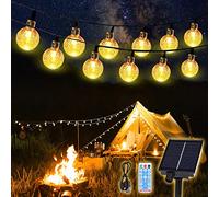 SALCAR 15M Catena Luminosa Esterno Solare 60 LED con Telecomando, 8 Modalità Luci Solari Esterno IP44 Impermeabile Cristallo Globo Lucine Decorative Solare per Giardino, Patio, Festa (Bianco Caldo)