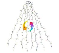 SALCAR 2 m di illuminazione per albero di Natale con anello e 8 ghirlande, 280 LED, per albero di Natale da 150 cm fino a 240 cm, catena luminosa per esterni, decorazione natalizia, bianco caldo e