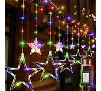 SALCAR 2m 160 LED Tenda luminosa per finestra di Natale, catena luminosa impermeabile con 10 stelle per interni/esterni, illuminazione natalizia per finestra con 8 modalità, timer e memoria