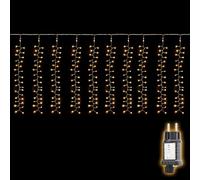 SALCAR 3 luci a LED da 1 m, 300 luci a LED, in filo di rame, impermeabili, con 8 modalità, timer e memoria, per interni ed esterni, balcone, grondaia, luce bianca calda