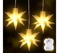 SALCAR 3D Stella a LED Luci natalizie, Stella Bianca Che Esplodeluci Fatate Impermeabili a Forma di Stella, Luci Natalizie a Batteria per Interni (Bianco Caldo)
